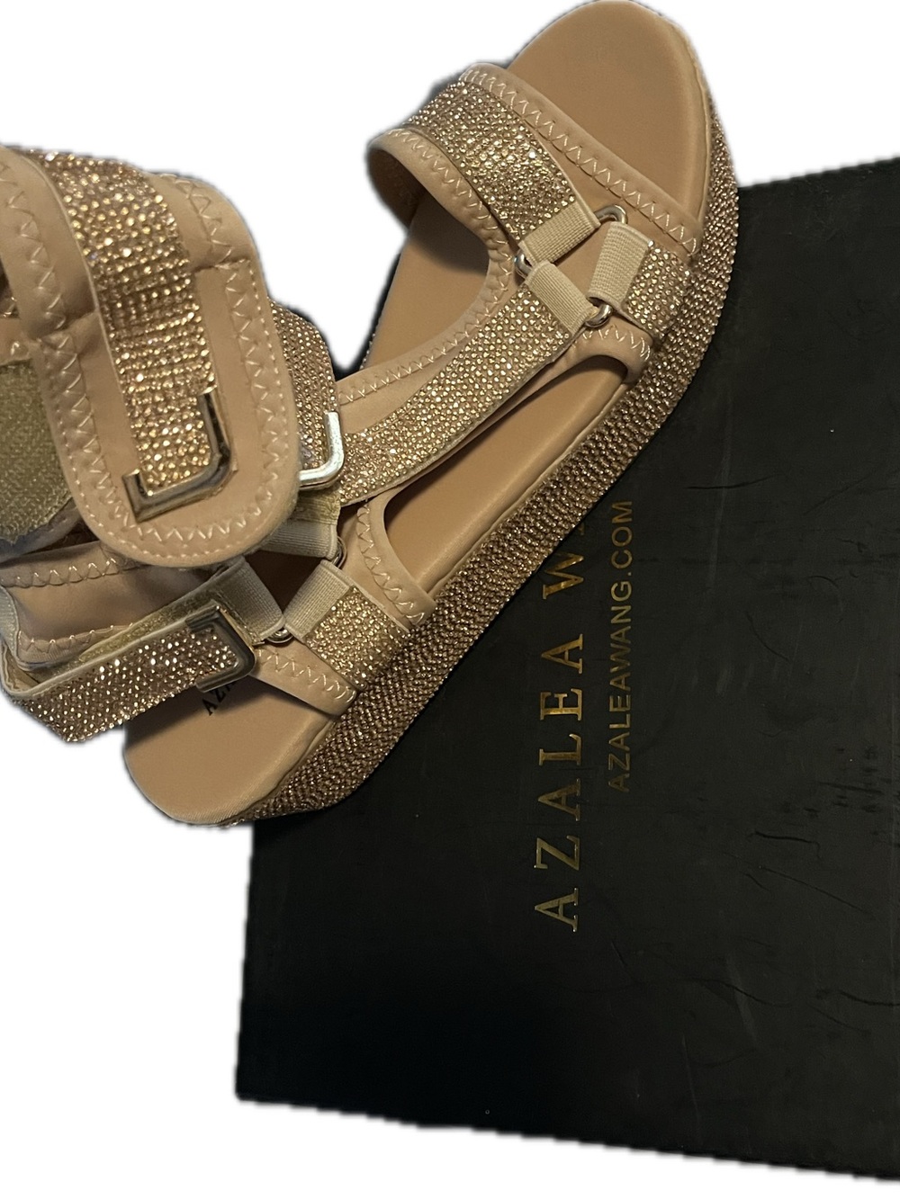 AZALEA WANG Nude Crystal-Embellished Platform Sandals